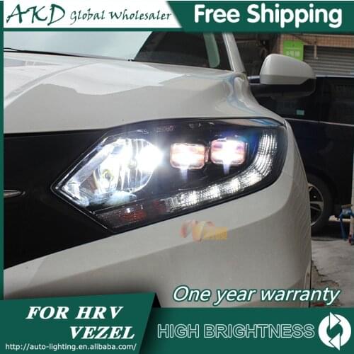 Headlights For Car honda HRV 2014-2019 Vezel DRL Day Running Light Head Lamp LED Bi Xenon Bulb Fog Lights Tuning Car Accessory