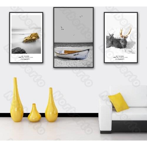 Canvas Painting Poster Island Scenery Different Colors Reeks Sailboat Deers for Living Room Bedroom Home Restaurant Decoration
