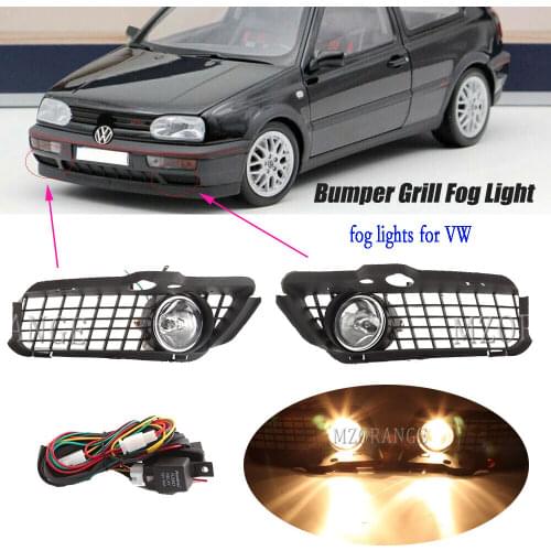 Fog Lights for VW Golf 3 MK3 Jetta Cabrio 1992-1998 LED Fog Light Headlight Fog Lamp Cover Grill Connecting Wire Cable Foglight