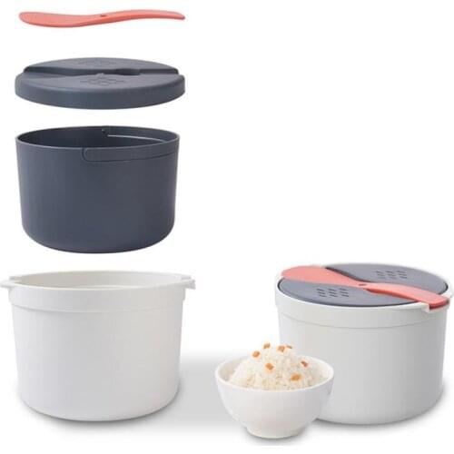 2L Rice Cooker For Microwave Oven Two-Layer Food Steamer Pot PP Microwave Cooking Insulation Bento Lunch Box For Home Restaurant