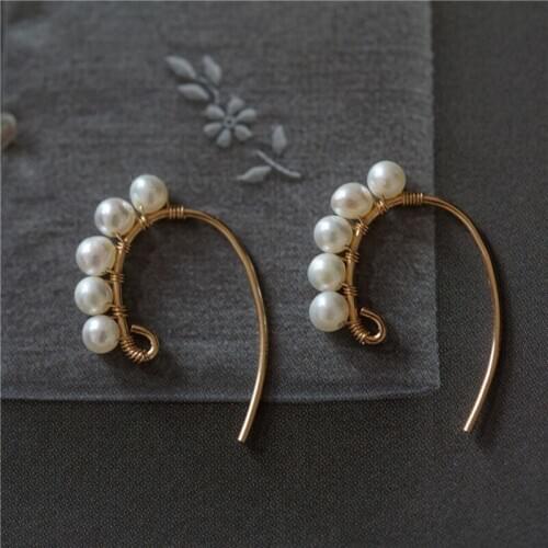 Pearl Earrings Handmade Gold Filled Jewelry Vintage Charm Brincos Minimalist Jewelry Oorbellen Pendientes Earrings For Women