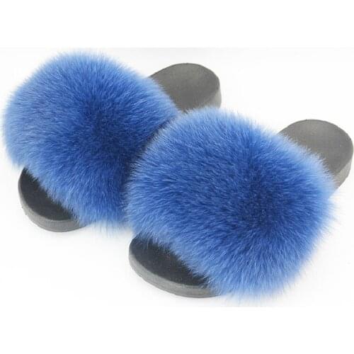 2020 New Children Fashion Slippers Summer Spring Unnatural Fox Fur Parent Kids Slippers For Girls Women Soft Comfortable Slipper