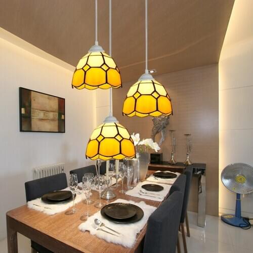 Mediterranean tiffany style stained glass pendant light for bar dining room coffee hanging lamp E27 110-220V