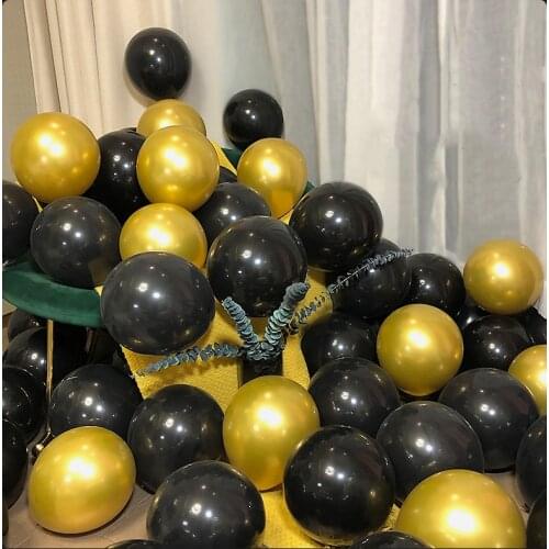 10/20/30pcs Gold Latex Balloon Chrome Black Pink Silver Metal Balloon Baby Shower Birthday Party Wedding Decorations Air Globos
