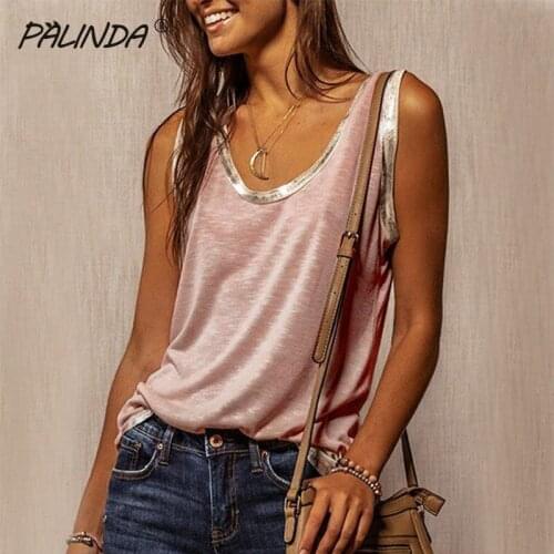 O-Neck Sleeveless Tee Shirt Women Top 2021 Summer Contrast Stitching Women Tank Tops Elegant Clothes Loose Womens Vest G2530