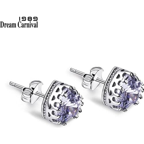 DreamCarnival 1989 New Hot Pick Heart Shape Zirconia Crystal Stud Earrings for Women Office Lady Chic Fashion Jewelry SE11550RB