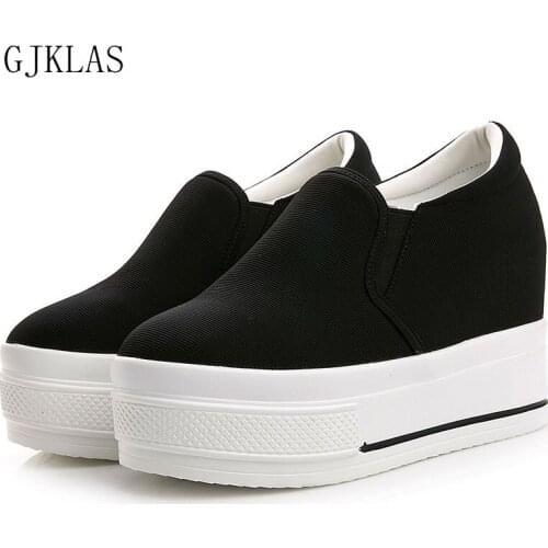 Platform Shoes Wedge Sneakers Woman Vulcanize Canvas Shoes Slip on Black Shoes for Women Loafers Sport Femme New White Sneakers