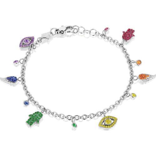 2019 new girl women fashion jewelry 15+4cm extend chain colorful lovely cute charm hamsa hand evil eye 2019 summer bracelet