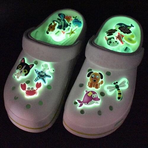 1pcs Glowing PVC Shoe Charms Medical Accessories Decorations Fluorescence Animals Dog Fox Fish Ornaments Doctors Gift