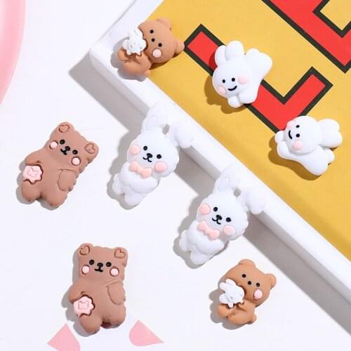 10pcs Kawaii Bear Slime Kit Charms Bulk Additives Antistress Supplies DIY Filler Resin Decoration for Fluffy Cloud Clear Slime