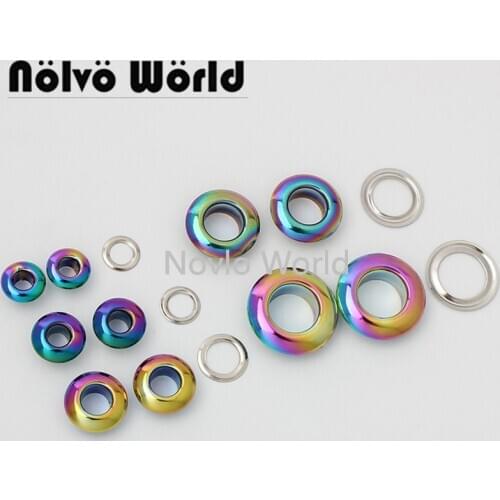 20-100pcs 5 size 4-4.5-6-8-10mm Rainbow cambered pushed grommet bags shoes grommets belt straps ornament pressed rainbow eyelet
