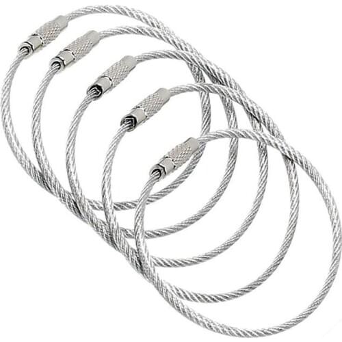 20-Pack-Silver Ultra Tough Stainless Steel String Wire Luggage Tags Loop Key Rings