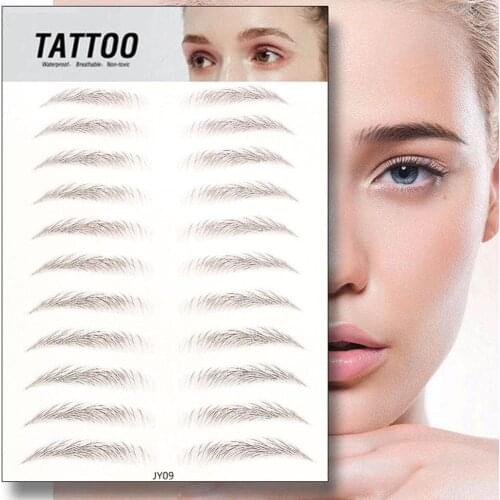 11Pairs 3D Hair-like Eyebrow Sticker Women Brown Black Semi-Permanent Water Transfer Waterproof Eyebrow Man Tattoo Sticker