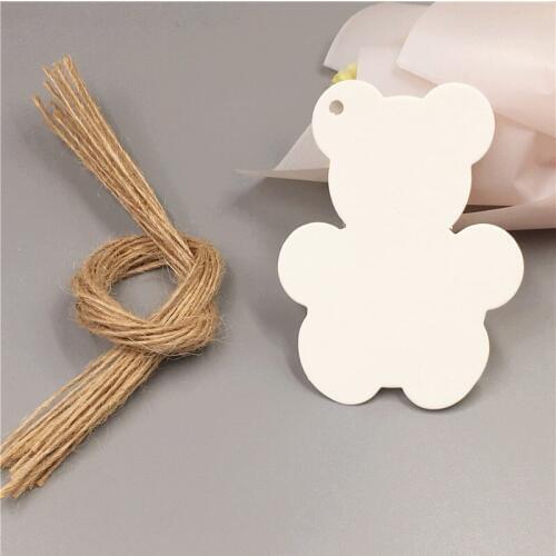 50PCS/Lot Kraft Blank Hang Tags Cute Bear Shape Gift Tags Paper Price Tag For Festival Chocolate Cards Label Tags With Strings
