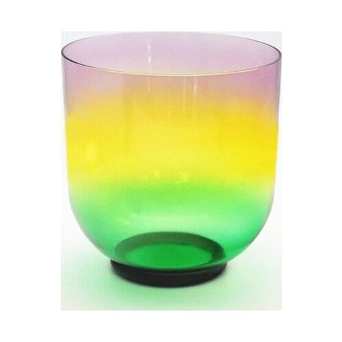 6” Rainbow Quartz Crystal Singing Bowl with colorful Light Customizable Note C/D/E/F/G/A/B/A# For Yoga