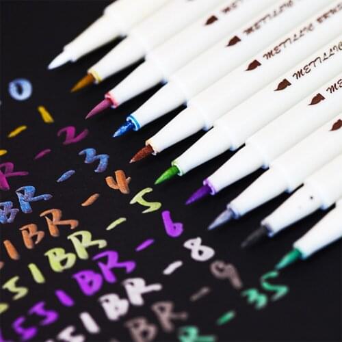 Watercolor Soft Mental Brush Pens Lettering Painting Marker Pens Supplies Student Calligraphy Journal Brush Pen 10Colors