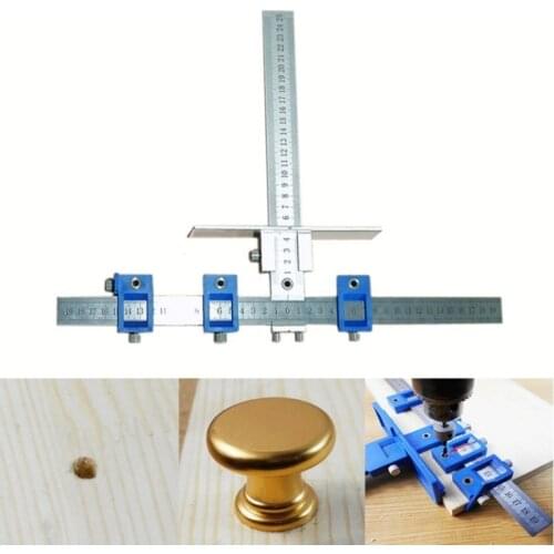 English/Metric Cabinet Drill Guide Punch Locator Woodworking Drilling Dowelling Hole Jig Hardware Jig Adjustable