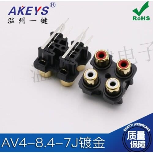 AV4-8.4-7J Lotus socket Gold-plated 4-core conjoined White red video socket TV audio connection