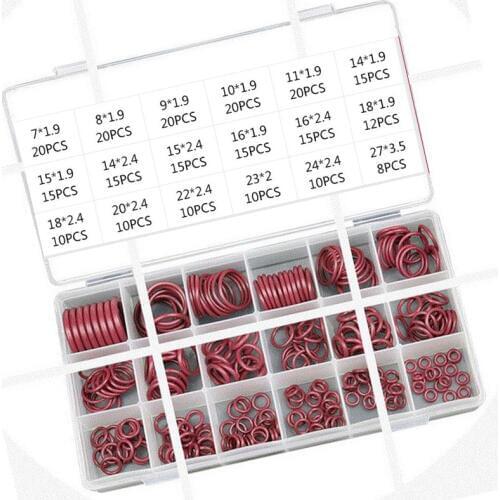 For Car Automotive A/C Air Conditioning System Red HNBR Rubber R134a R12 O-Ring Seal Kit Assortment Set