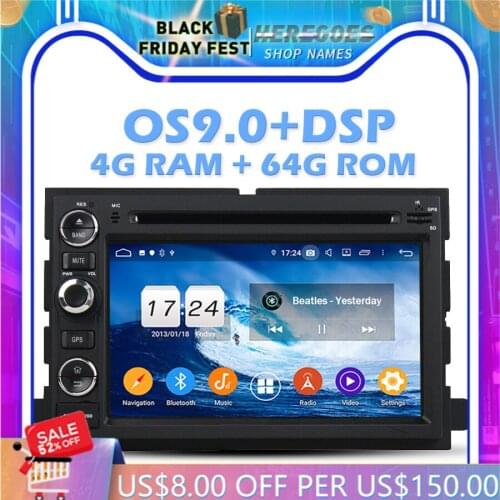 IPS DSP Android 9.0 4GB 64GB ROM Car DVD Player Wifi 4G Bluetooth RADIO GPS Map ForFord Fusion Explorer Edge Expedition F150