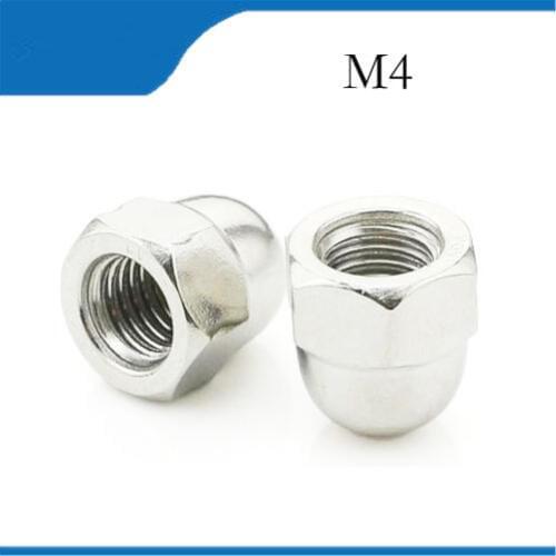 Free shipping 500pcs M4 Acorn Dome Nuts DIN1587 Hex Head Decoration Cap Nut 304 Stainless steel A2 nuts,nut