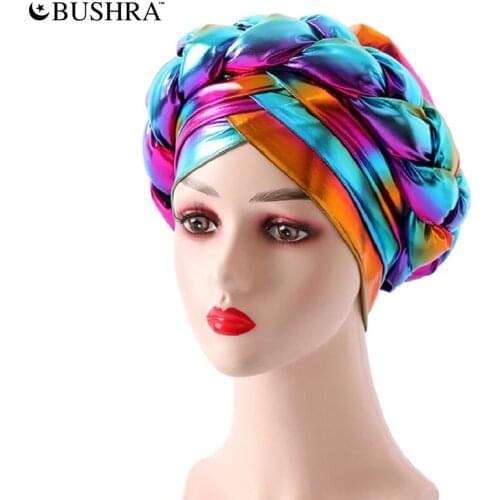BUSHRA Aso Oke Auto Gele 3 Layers Headtie Handmade African Cap Nigerian Wedding Women Bronzing Braid Turbans Ladies Head Wraps
