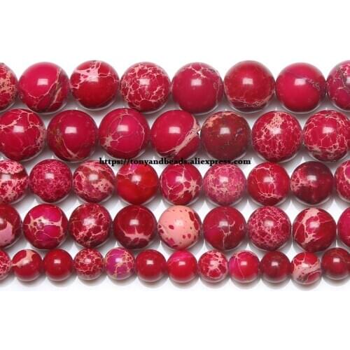 15" Natural Stone Magenta Sea Sediment Imperial Jaspers Round Loose Beads 8 10MM Pick Size For Jewelry
