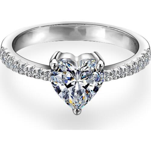 Cheestar Gem 14k white gold ring 1ct Heart shape moissanite for gift