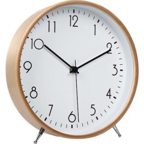 Decoration Desk Simple Alarm Office Desktop Snooze Function Mute Bedroom Clock Pendulum Silence Table Vintage Wooden Clock LY453