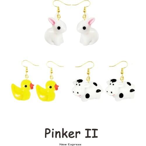 30 Style Earrings For Women Girls 3D Birthday Lovely Jewelry Duck Rabbit Animal Cow Flamingo Kids Childrens friendship Gift
