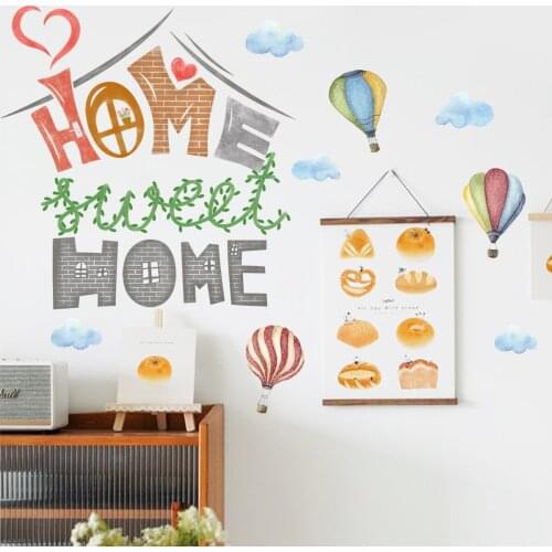Home Hot Air Balloon Cloud Wall Stickers Bedroom Living Room Background Cartoon Wall Childrens Baby Room PVCDecoration Stickers