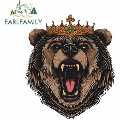 EARLFAMILY 13cm x 11.3cm Cartoon Bear King Fine Decal RV VAN 3D DIY Funny Car Stickers Bumper Trunk Truck Graphics Accessories