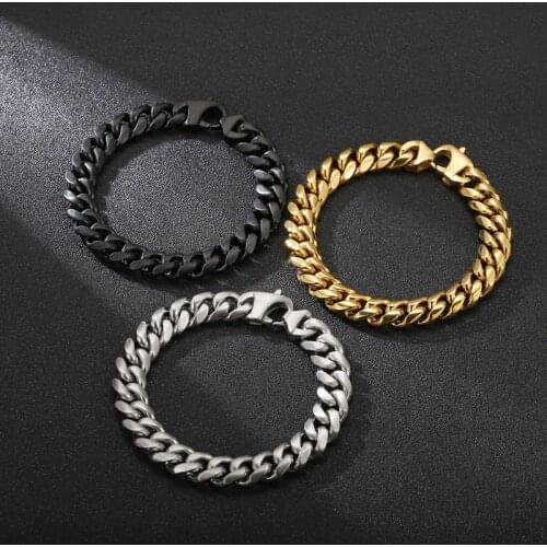 European and American trend all-match titanium steel Cuban chain bracelet Fashionable simple personality stainless steel bracele