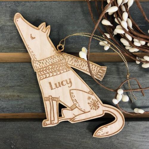 Personalized Babys First Christmas Ornament， Wood Dog Ornament，Custom Puppy Ornament Personalized with Name and Year