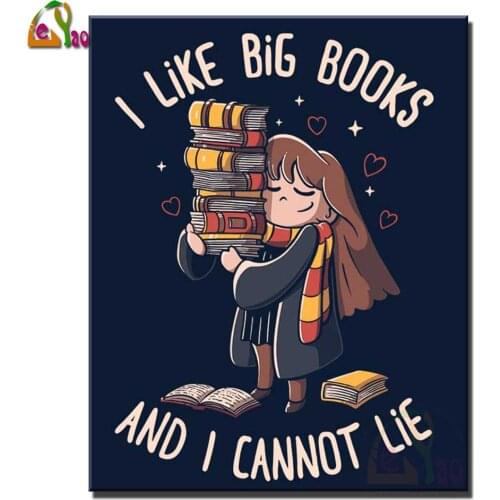 5D DIY Diamond Painting japanese cartoon girl i like big books Embroidery Mosaic Art Picture Rhinestone Home Decoration Gift