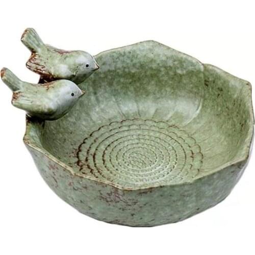 Ceramic Bird Feeder Creative Cartoon Succulent Flower Pot Ceramic Water Bath Bird Bath Feeding Bowl Garden Decoration Ornaments