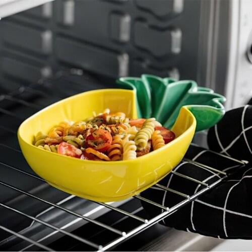 Ceramic Pineapple Plate Dinnerware Yellow Oval Salad Fruit Snack Dish Soy Sauce Dessert Bowl Tableware Home Kitchen Supplies