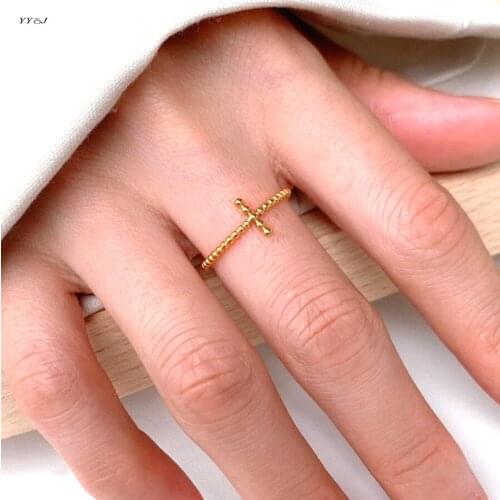 Beaded cross rings for women stainless steel gold sphere rings unique cool wholesale items women accessories trendy 2021