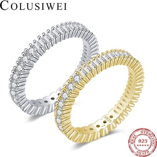 Colusiwei 925 Sterling Silver AAAAA Clear CZ Sparling Stackable Finger Rings for Women Engagement Wedding Statement Jewelry