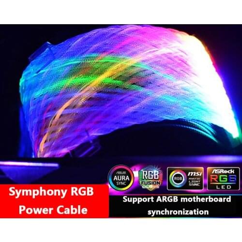 Computer motherboard ATX graphics card PCIE power supply line Symphony glow RGB neon line support motherboard AURA lamp motherbo