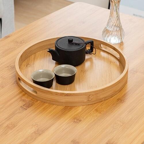 Japanese Style Round Tray Food Serving Plate Wood Snack Deseert Plate Teaboard for Home WF