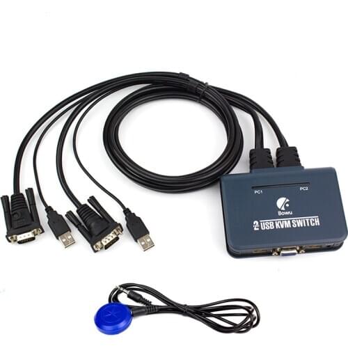 2 Ports VGA KVM Switch With Cable VGA USB Converter Two In And One Out Mouse Keyboard And Monitor Sharing laptop Computer