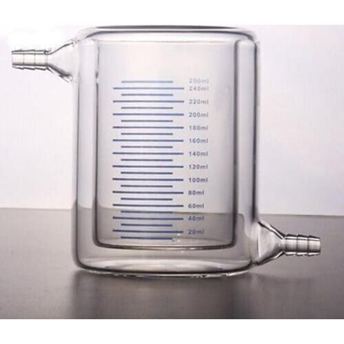 300ml Laboratory Jacketed Borosilicate Glass Beaker Double Layer Beaker for Photocatalytic Experiment
