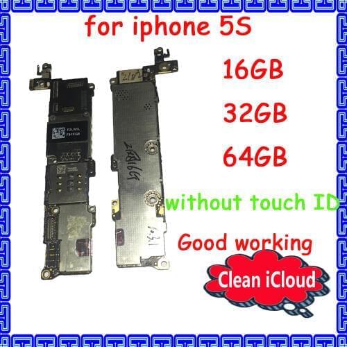 High quality Original motherboard for iphone 5S with clean icloud 16gb 32gb 64gb mainboard No touch ID Good working logic board