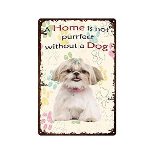 Cute Art Pet Dog Vintage Style Metal Sign Iron Painting for Indoor & Outdoor Home Bar Coffee Kitchen Wall Decor 8 X 12 Inch