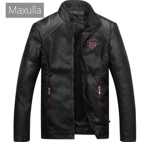 Maxulla PU Leather Jacket Mens Autumn Winter Mens Casual Faux Leather Coats Male Thick Biker Motorcycle Punk Leather Jackets 4XL