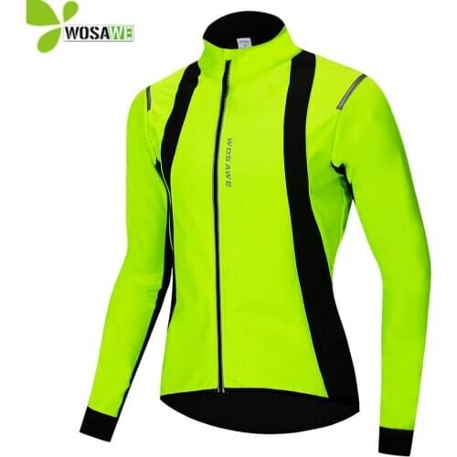 WOSAWE Water Rain Repellent Reflective Men Womens Cycling Jackets Thermal Fleece Bicycle Coat Winter Mountain Bike Windbreaker