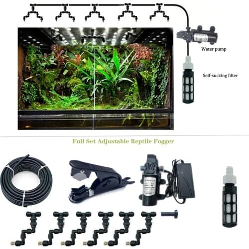 Reptiles Misting System Kit Aquarium Mist Sprinkler Rainforest Tank 360 Adjustable Pet Cooling System kit