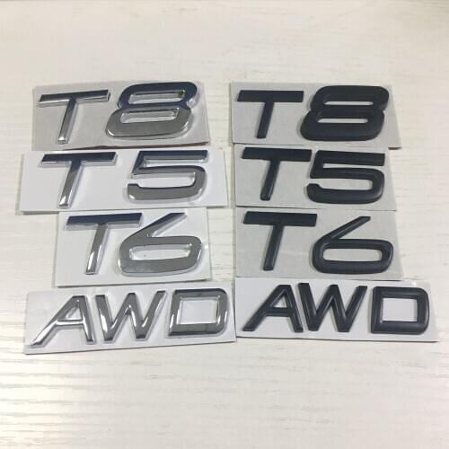 Black/Silver T5 T6 T8 AWD Emblem Sticker Trunk Sticker for Volvo XC90 XC60 XC40 S60 S70 S80 S90 V40 T5 T6 T8 AWD Volvo Sticker