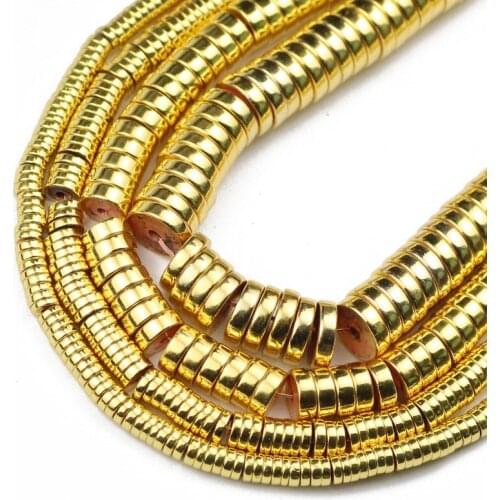 Natural Stone Gold Hematite Beads 3/4/6/8mm Flat Round Spacers Loose Beads For Jewelry Making Diy Bracelets necklace Accessories